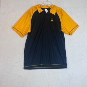 MLB Pittsburgh Pirates Polo Shirt Mens XL Black Gold Genuine Merchandise NWT